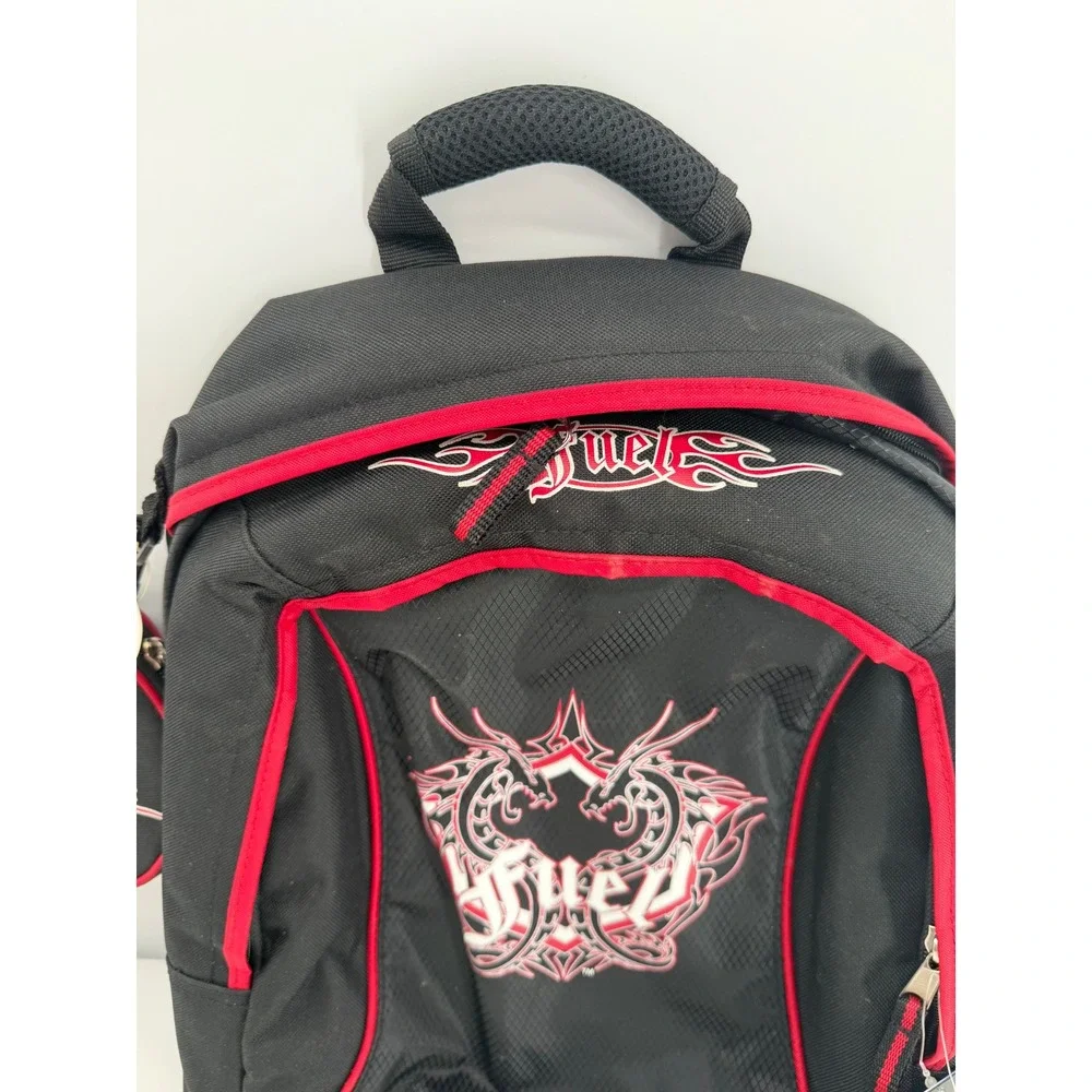 Fuel Backpack Large Black Red Dragon Graphic Y2K Gothic School Bag & Pouch New